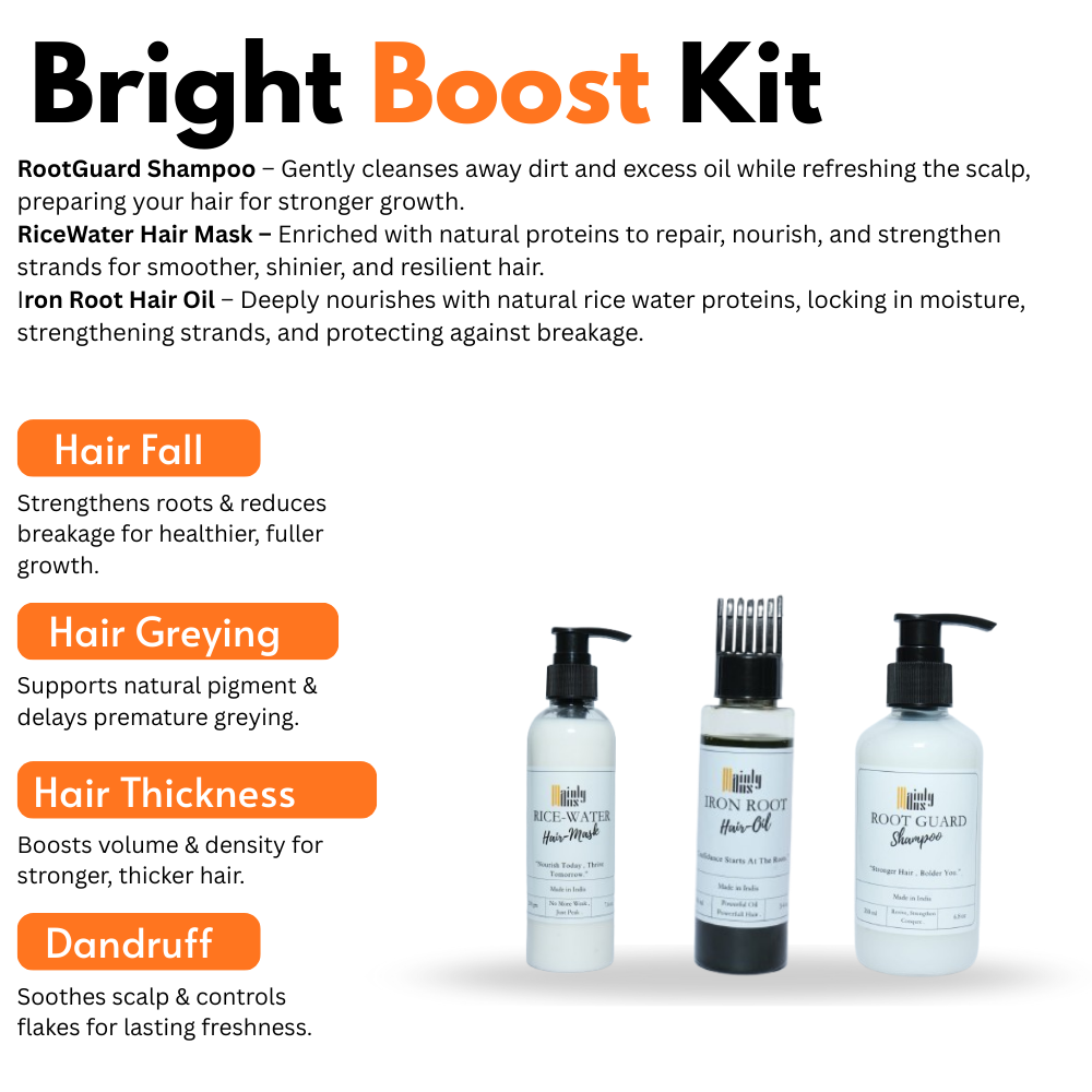 Combo: Iron Root Elixir Hair Oil + Root Guard Shampoo + Silken Strand Rice Mask - Image 3