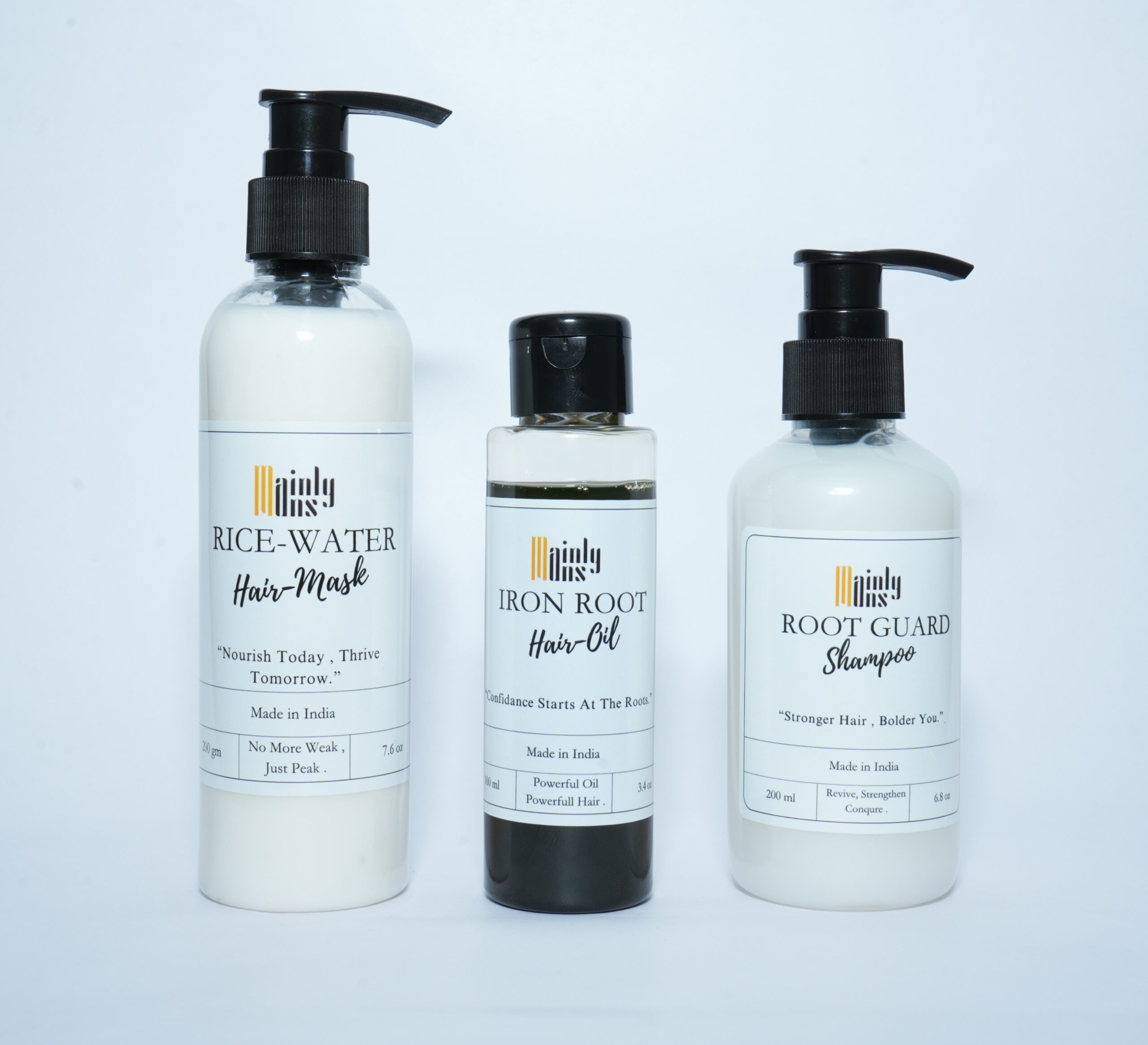 Combo: Iron Root Elixir Hair Oil + Root Guard Shampoo + Silken Strand Rice Mask