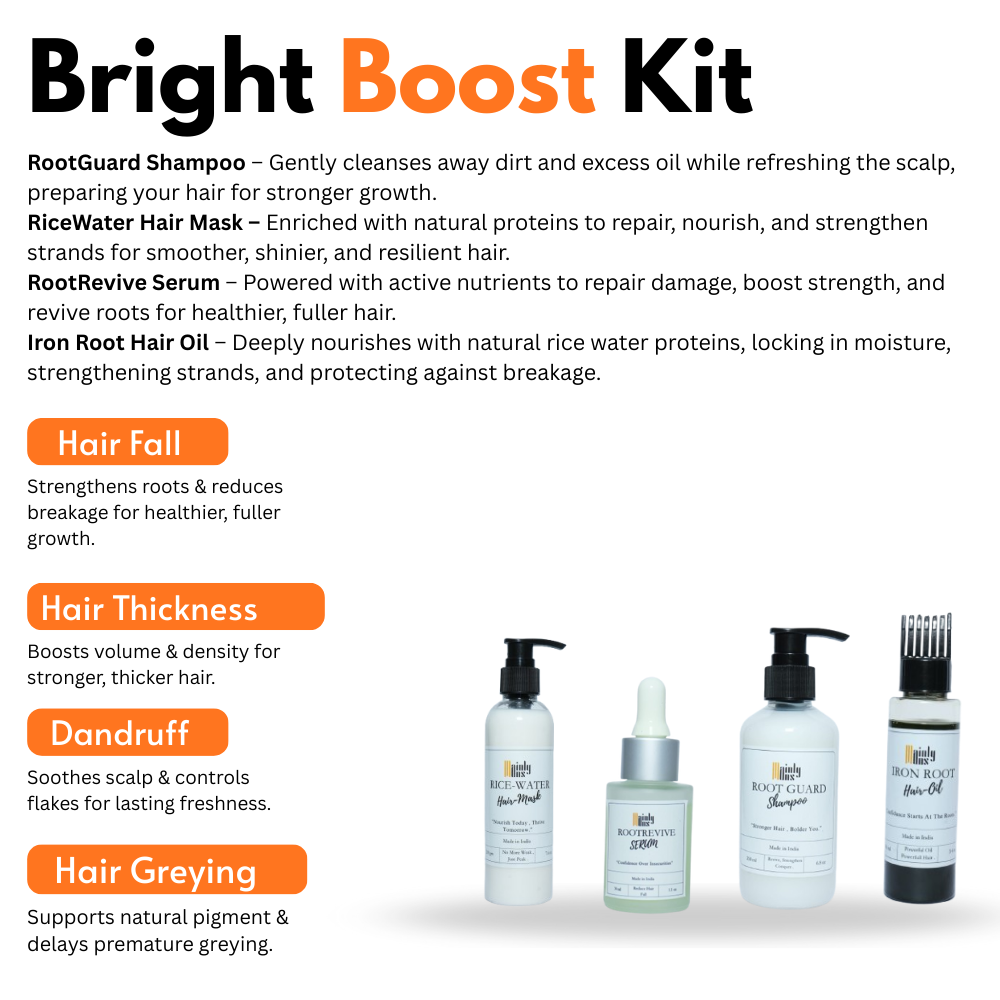 Combo: Root Guard Shampoo + Iron Root Hair oil + Rootrevive Serum+ Rice - Water Hair mask - Image 3